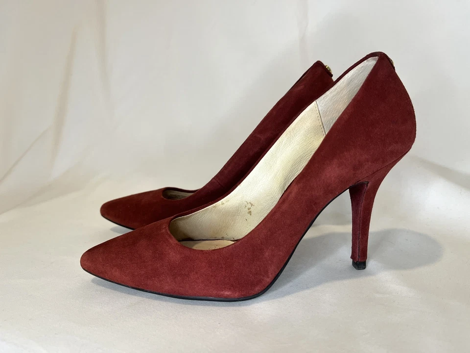 MICHAEL KORS Granate Rojo Gamuza Cuero Tacón de Aguja Punta Mujer 6 Foto 1 de 4