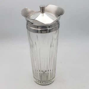 Indiana Glas und Aluminu Cocktail Shaker gerippt klassisch Bargeschirr 1950er Vintage MCM - Bild 1 von 8