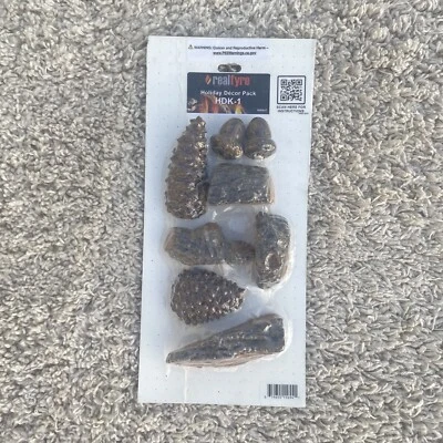 Real Fyre Gas Fireplace Log Decoration Scatter Pine Cone Acorn Bark Christmas - Image 1 of 4