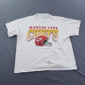 Vintage Kansas City Chiefs Shirt Mens 2XL XXL White 1996 Helmet Single Stitch - Picture 1 of 15