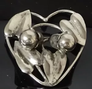 Vintage Modernist Sterling Silver HEART Brooch Signed McClelland Barclay Pin - Picture 1 of 12