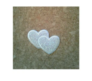 Heart - Double Hearts - Love - White - Iron On Applique Patch - Crafts - Picture 1 of 2