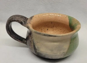 Vintage Raku Pottery Mug Pink Green And Purple - Picture 1 of 12