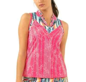 Lucky In Love Women Pretty In Ink Pink XS Sleeveless Tennis Top GT16 NEW NWT - Picture 1 of 7