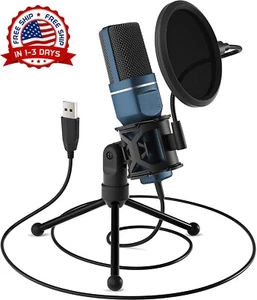 Microfono Condensador USB Para PC Laptop Videoconferencia Podcast Streaming Zoom - Picture 1 of 8