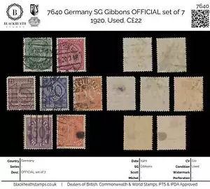 7640 Germany SG O117-O123 OFFICIAL set of 7 1920. Used. C£22 - Picture 1 of 22