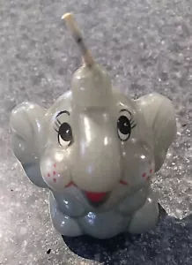 Vintage Elephant Figurative Candle Cute Trunks Up Grey Decor Wild Animal - Picture 1 of 5