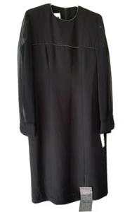 NWT Leslie Fay Evenings Black Sheer Sleeve Lined Bedazzled Dress SZ 6 - Picture 1 of 7