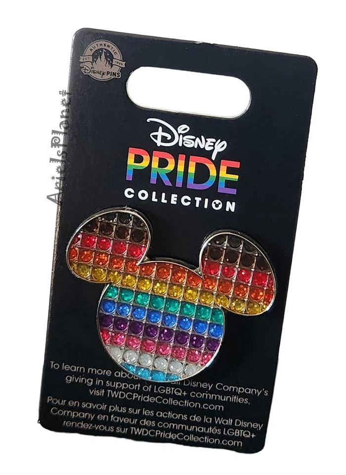 DISNEY Parks Mickey Mouse Ear Icon Rhinestone Crystals Pride Collection Pin