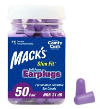 Macks Slim Fit Soft Foam Earplugs 50 Pair - Small Ear Plugs for Sleeping Snor
