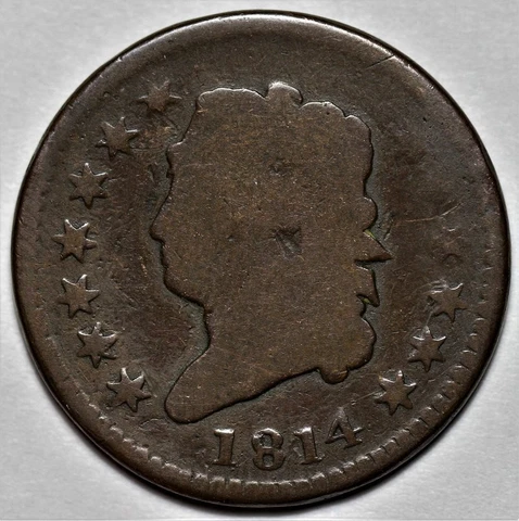 1814 Classic Head Large Cent - Plain 4 - US 1c Copper Penny Coin - L36 Cover