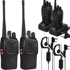 Wiederaufladbare Walkie-Talkies mit großer Reichweite und Ohrhörern, 2er-Pack UHF-Funkgeräte - Bild 1 von 11