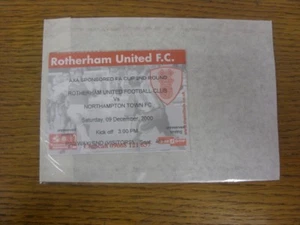 09/12/2000 Ticket: Rotherham United v Northampton Town [FA Cup] . Footy Progs of - Picture 1 of 1