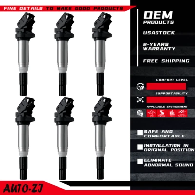 6PCS Ignition Coil OEM for BMW 128i 328i 335i 435i 528i 530i X1 X3 X5 3.0L UF667 Foto 1 de 4