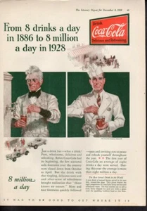 Estampado publicitario vintage bebida Coca-Cola 1886 a 1928 8 millones al día arte 1928 - Imagen 1 de 1