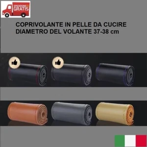 Coprivolante universale in pelle da cucire Nero filo Nero volante auto 37 38 cm - Foto 1 di 18