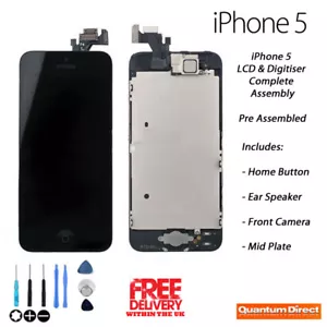 NEW iPhone 5 Retina LCD & Digitiser Touch Screen Assembly with Parts  - BLACK - Picture 1 of 7