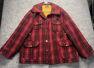 Vtg Woolrich Red Black Buffalo Plaid 503 Hunting Jacket 1950's Men's Sz 48 Hunt - Picture 1 of 11