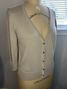 Old Navy 3/4 Ärmel hellbraun und gold Cardigan Pullover Damen klein - Bild 1 von 4