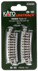 Kato Unitrack escala N 20-101 curva 9-3/4" 249 mm radio pista 15 grados (4) piezas - Imagen 1 de 1