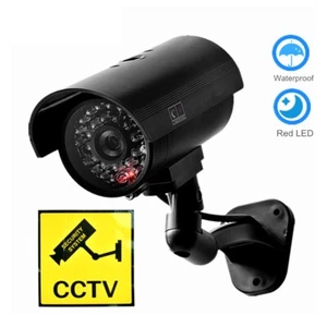 FALSA CÁMARA DE SEGURIDAD CCTV FALSA NEGRA INTERMITENTE VIGILANCIA LED INTERIOR Exterior - Imagen 1 de 8