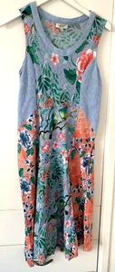 Orientique Womens Floral Bird Print Dress Size 12 Fit Flare, pockets Cotton Line - Picture 1 of 15