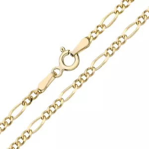 9ct Yellow Gold on Silver 2.5mm Figaro Curb Chain Necklace 16 18 20 22 24" - Picture 1 of 7