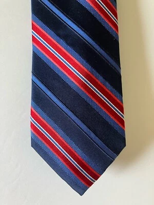 Corbata para hombre Eagle Shirtmakers corbata seda azul rojo blanco a rayas tejida 58" Foto 1 de 4