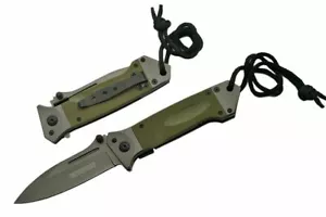 COLTELLO TASCABILE PIEGHEVOLE SPRING-ASSIST | Verde Esercito G10 Militare Tattico Gunmetal - Foto 1 di 12