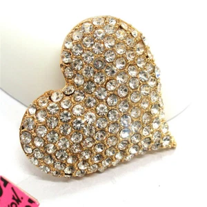 Cute White Bling Rhinestone Heart Crystal Fashion Women Charm Brooch Pin - Picture 1 of 4