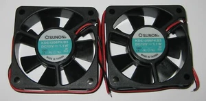 2 X Sunon 60 mm Quiet Cooling KDE Fan - 12 V - 15 CFM - 26 dB - KDE1206PKB3 - Picture 1 of 5