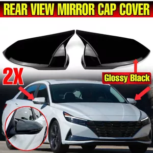 Fits Hyundai Elantra 2021-2022 Glossy Black Exterior Rear View Mirror Trim Cover - Imagen 1 de 7