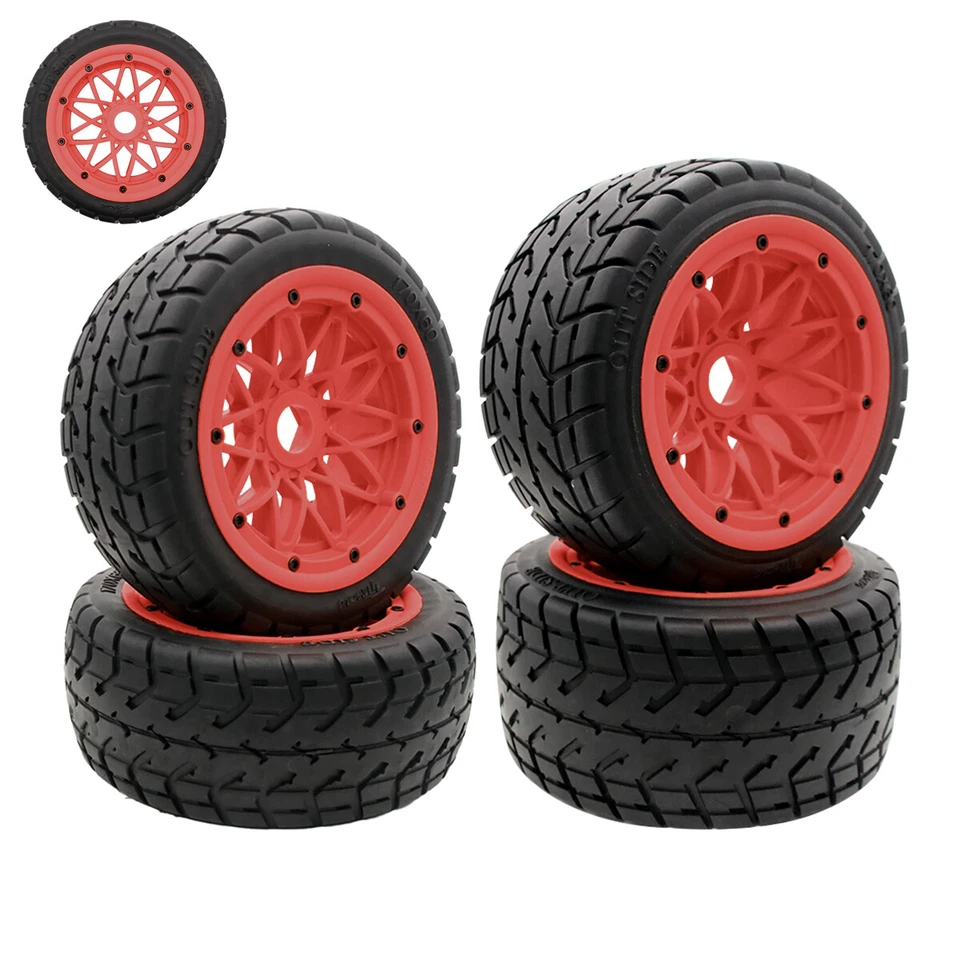 4pcs On Road w/ Red Nylon Rims Wheel Tires For RC 1/5 HPI Rovan Baja 5B SS Buggy - Image 1 of 4