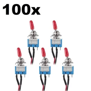 100x SPST Toggle Flip Switches Pre-Wired On/Off Metal Boat/Car/Truck Universal - Picture 1 of 11