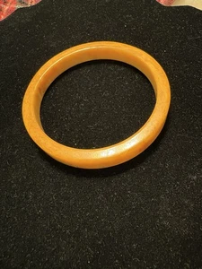 Vintage Swirled Marbled Orange Brown Bakelite Bangle Bracelet - Picture 1 of 6