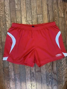 Vintage Umbro Shorts Size XL Red 90s Polyester Soccer Basketball Sport Gym Y2K - Picture 1 of 4