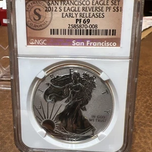2012-S Reverse Proof Silver Eagle NGC PF 69 from San Francisco Eagle Set - Picture 1 of 2