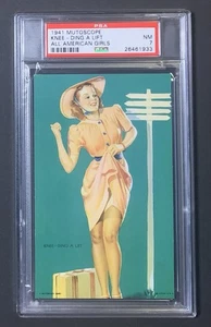 1941 Mutoscope All American Girls Pinup KNEE-DING A LIFT (MS136) Elvgren - PSA 7 - Picture 1 of 2