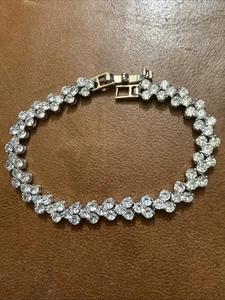 Vintage Modeschmuck Strass Armband Faux Diamant Hollywood Regency Glam - Bild 1 von 5