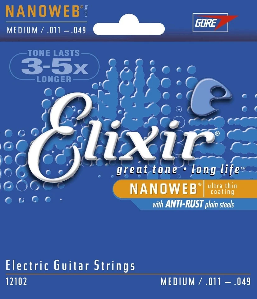Elixir Strings Electric Guitar Strings w NANOWEB, Medium (.011-.049) 12102 - Image 1 of 1