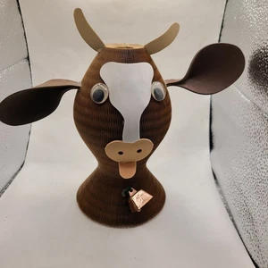 Vintage cow corrugated honey comb expanding paper hat. Google eyes,bell. Euc. - Picture 1 of 6