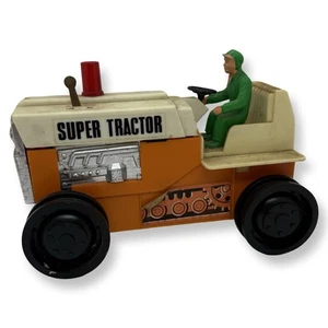 Vintage Japan Durham Plastic Wind-Up Super Tractor Toy Not Working Has Figure - Picture 1 of 6