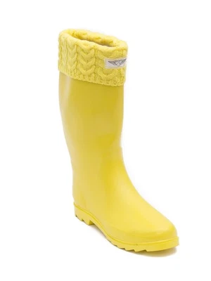 Botas de lluvia de goma para mujer talla 11 amarillas acogedoras botas de lluvia resistentes al agua Foto 1 de 4