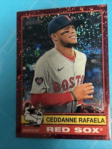 2025 Topps Heritage - Ceddanne Rafaela #126 Chrome Burgundy Sparkle Refractor - Picture 1 of 4