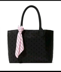NWT Victoria's Secret Black V Embossed Tote Bag w/ Scarf logo’d purse - Picture 1 of 2