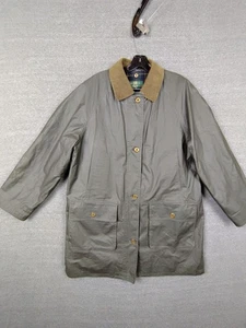Orvis Mens Jacket S Green Field Jacket Waxed Oil Cloth Flannel Plaid Lined VTG - Picture 1 of 15