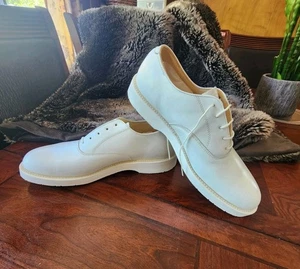 CANADA WEST Military White Plain Toe Oxford Leather Lined Shoes Sz 7.5 - 8 C - Picture 1 of 17