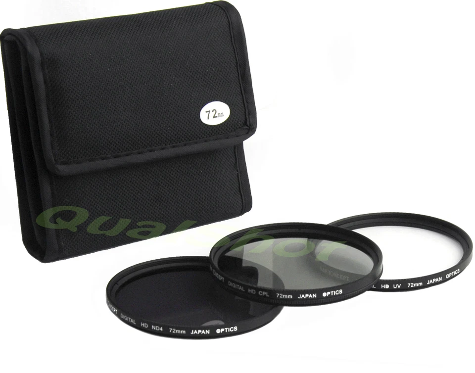 72mm 72 Lens Filter Kit  UV+CPL+ND4 ND 0.6 Polarizer for Canon 18-200 IS lens - Image 1 of 1