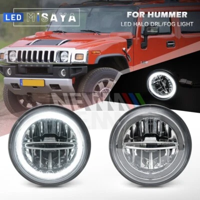 2x LED blanco anillo halo DRL antiniebla conducción luz de circulación diurna para 03-09 Hummer H2 Foto 1 de 4