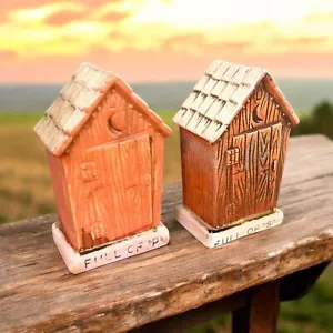 Vintage Outhouse S&P Shaker Set Full of "S" & "P" Ceramic Salt & Pepper Shakers - Picture 1 of 7